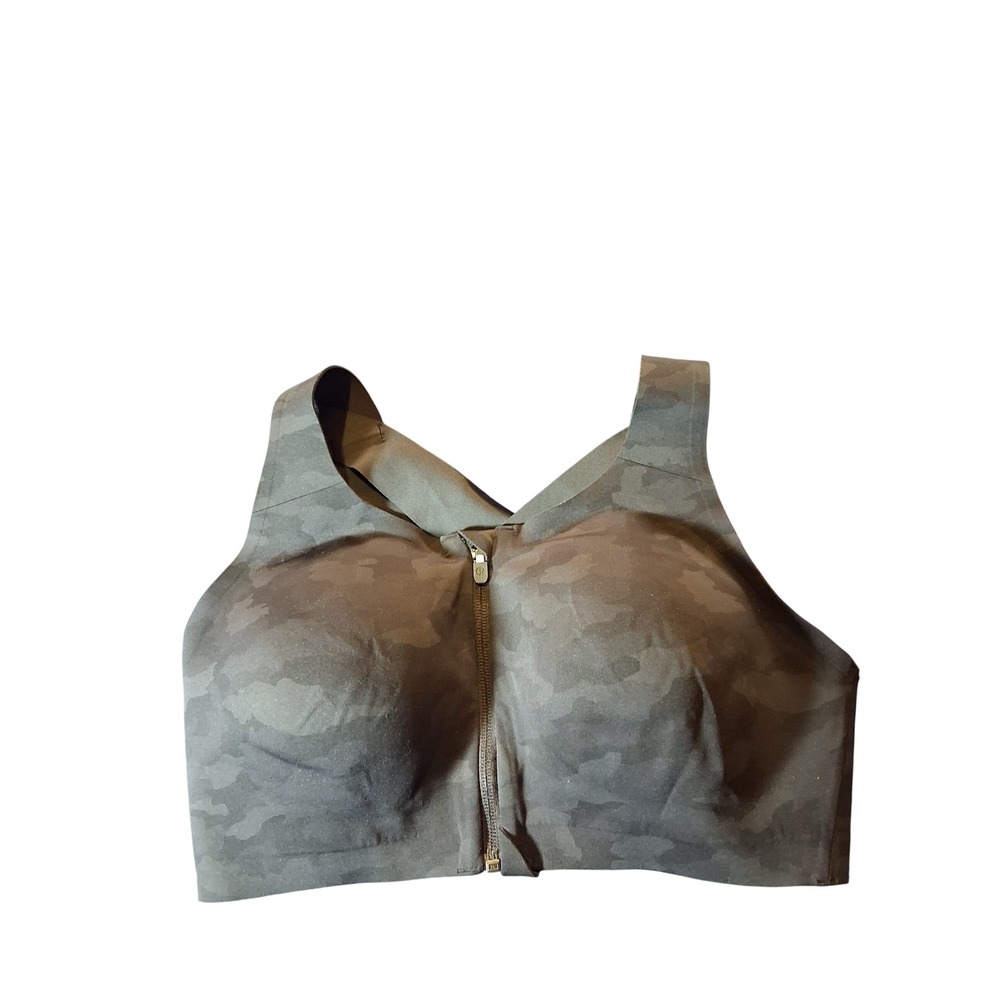 Lululemon Enlite Front Zip Sports Bra 36DD Camo High Impact Running Yoga